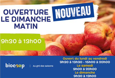 Ouverture tous les dimanches matin à partir du 1er septembre !