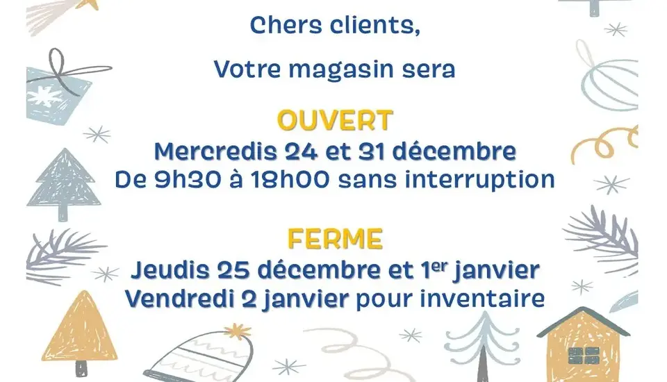 Horaires exceptionnels pour les Fêtes de fin d'année